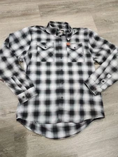 NWOT Dixxon The Big Twin Flannel Shirt Mens Medium Black Gray White Plaid D-Tech