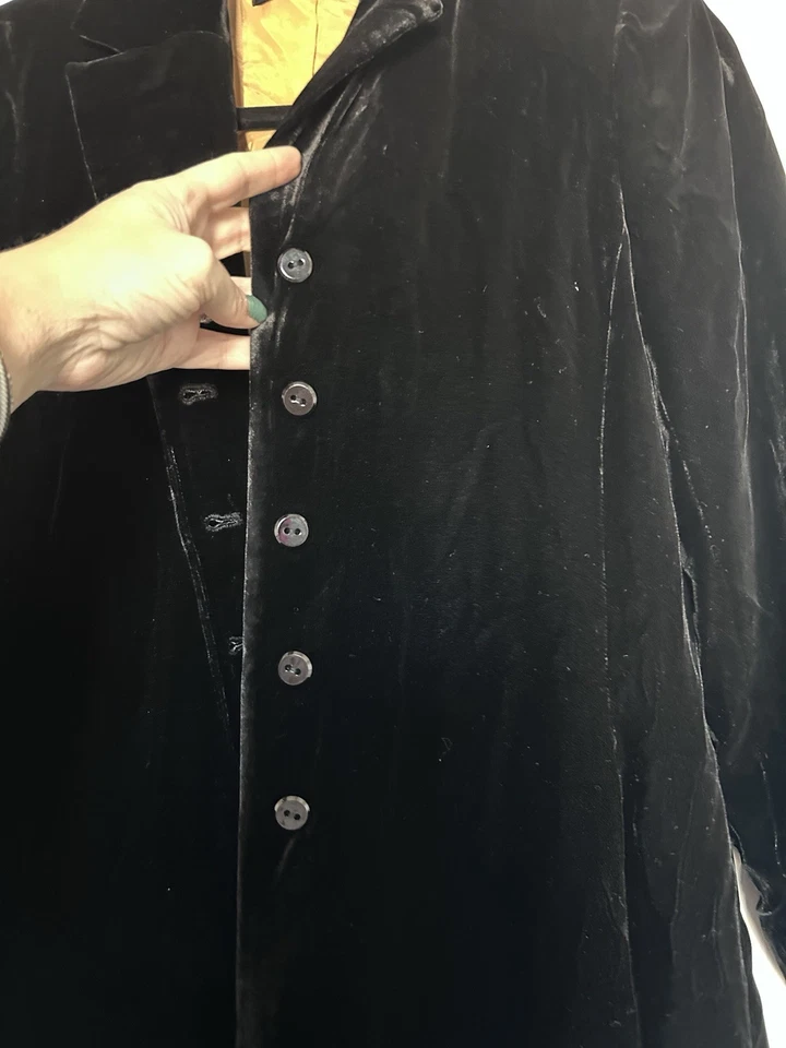 Blazer largo vintage de terciopelo negro Dana Buckman, para mujer 6P, forro de seda. Foto 2 de 4