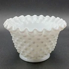 Vintage Fenton White Hobnail Milk Glass Sauce Bowl 2¾" Tall Ruffled Edge