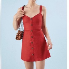 Reformation Finn Red Linen Mini Dress US 12