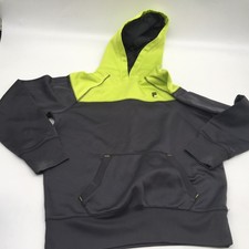 Fila Sport Hoodie Boys L 14/16 Gray Neon Pullover Fleece Hoodie Sweatshirt READ