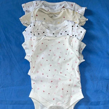 Baby Girls 4-Pack Ribbed Cotton Bodysuits Up To 1 Month White/Pink Polka Dot