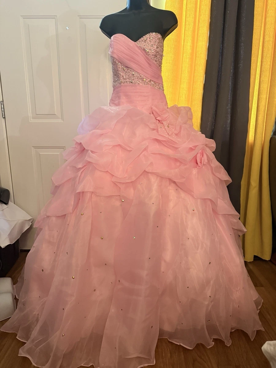chinese dress ladies Strapless Light Pink Tulle And Lace Appliqué Dress For Prom