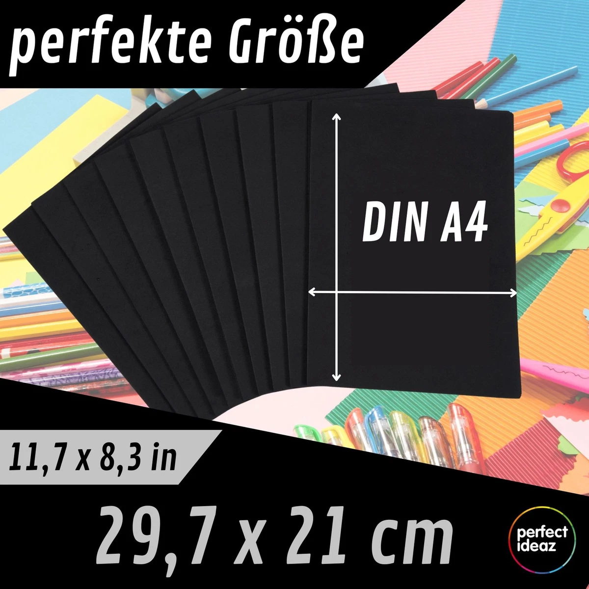 perfect ideaz Moosgummi A4 27 Blatt 2mm Bastelmaterial farbig Schaumstoff Platte