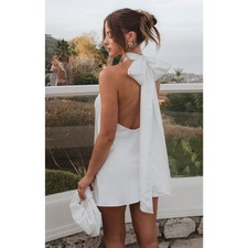 Show Me Your Mumu Lisa Mini Dress Ivory Luxe Satin S
