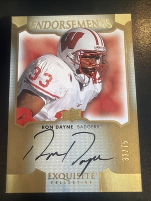 Ron Dayne Auto On Card 2011 Exquisite Endorsements /75 Wisconsin Badgers!