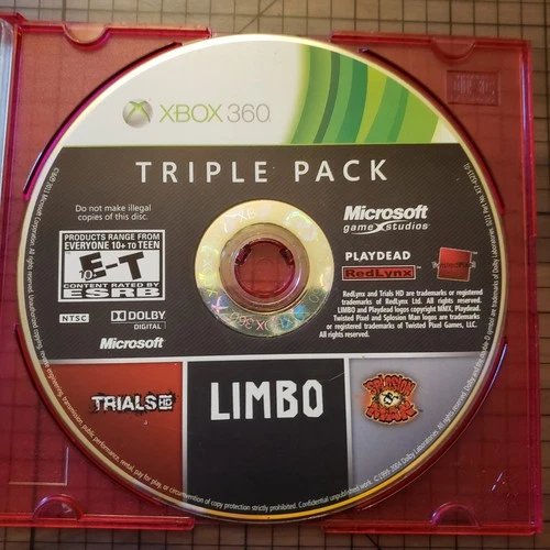--DISC ONLY-- Triple Pack: Limbo, Trials HD and Splosion Man (Xbox 360)