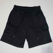 Men s 4 Pack Cargo Shorts Black Elastic Drawstring Gym Casual Multi Pocket NEW