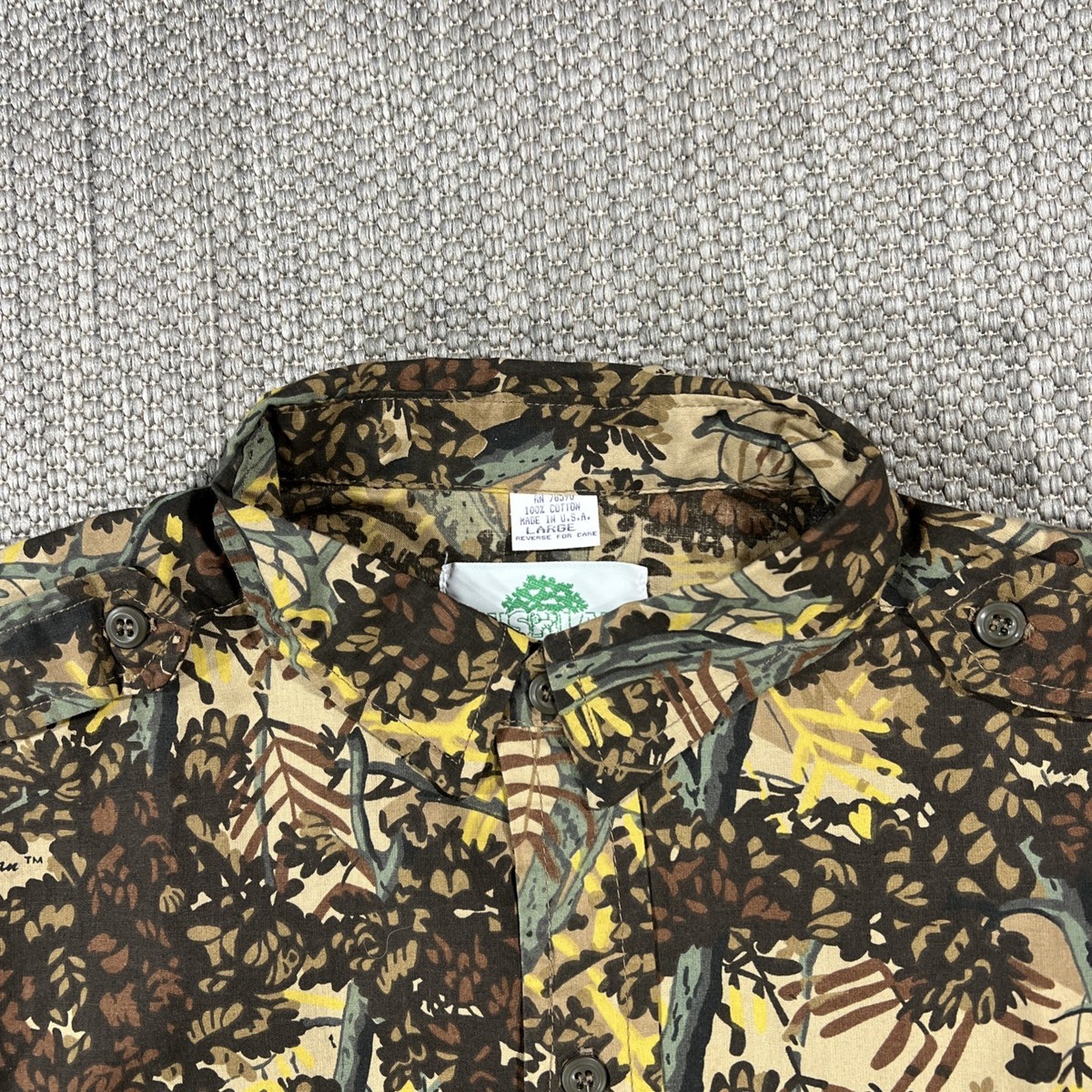 Bushlan Shirt Men L Long Sleeve Camouflage Hunting Logo Vintage
