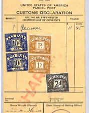 GB QEII £1/2/2 POSTAGE DUE 10s Pair HIGH VALUE Parcel Tag 1966 USA CUSTOMS XK61