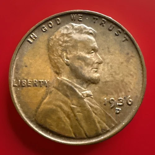 1936-D AU Lincoln Wheat Penny Cent RB/BN Actual Coin 532