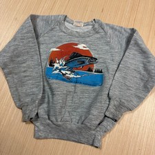 Vintage 70s Toddler Raglan Bass Fishing Canada Sunset Sweatshirt 6 nestor falls