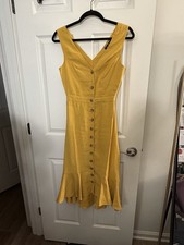LULUS WOMENS BUTTON DOWN YELLOW SUMMER DRESS SIZE XS