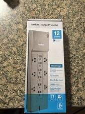 NEW NIB Genuine Belkin BE112230-08 12-Outlet Power Strip Surge Protector Slim