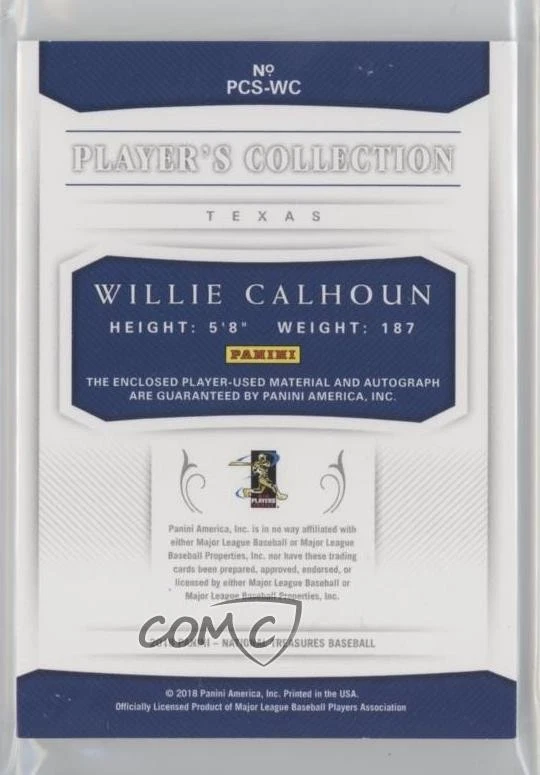 2018 Panini National Treasures /99 Willie Calhoun #PCS-WC Rookie Auto RC - Image 2 of 2
