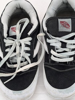 VANS Knu Skool Black White Canvas Low Top Lace-Up Skateboarding Sneakers