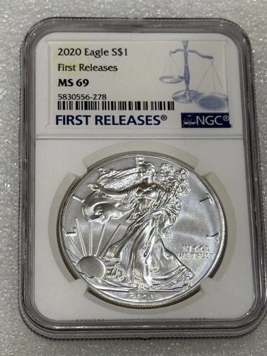 2020 SILVER EAGLE  NGC MS 69 FIRST RELEASES ~ PRISTINE ~ NO SPOTS (X)