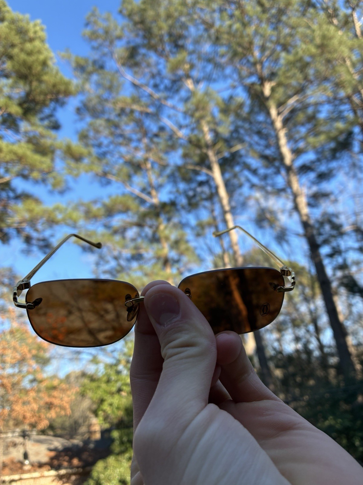 Cartier Rimless Rectangular Frame Glasses with Ca… - image 2