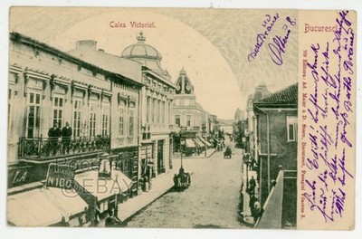 Vintage 1902 Postcard Romania Bucharest Victoriel Posted to US Photograph Photo