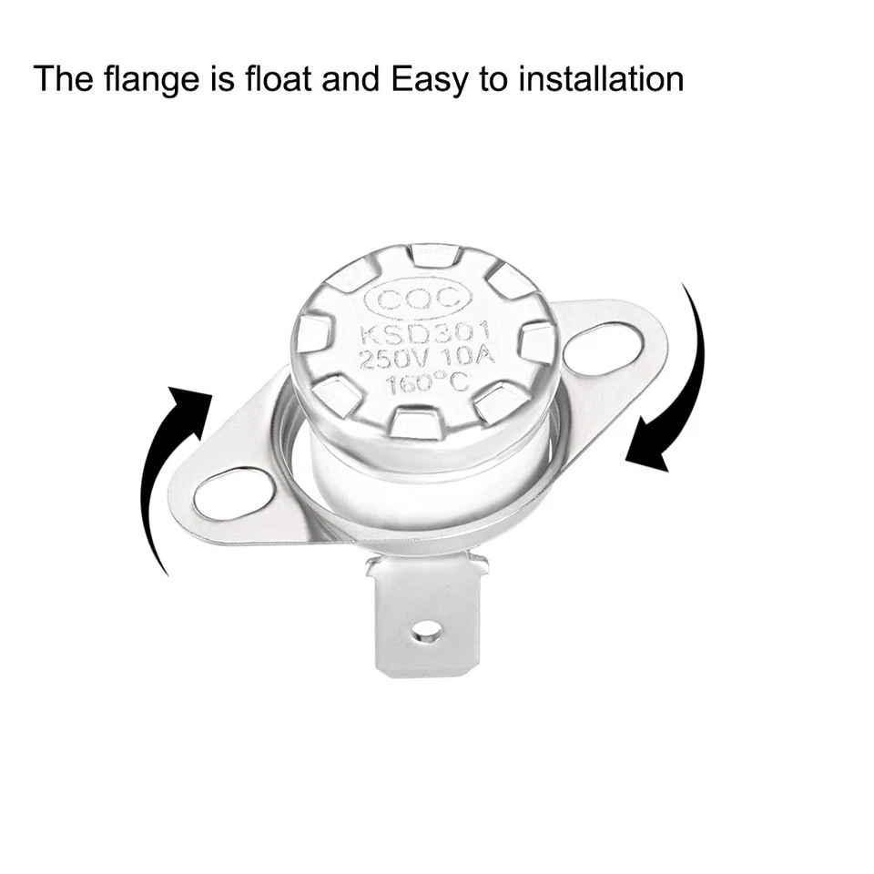 5pack KSD301 Thermostat 160°C/320°F 10A Normally Closed N.C Temperature Switch - Image 2 of 4
