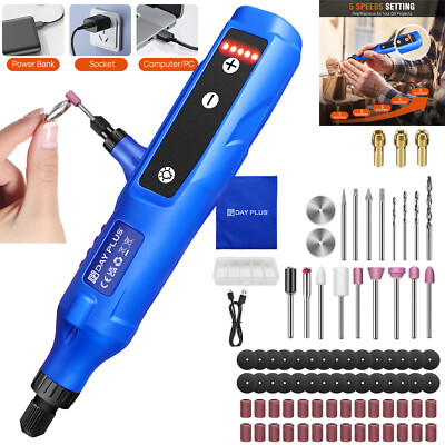 Mini Dremel Multifunktionswerkzeug USB Akku Mehrzweck Drehwerkzeug 5 Gänge 80Tlg