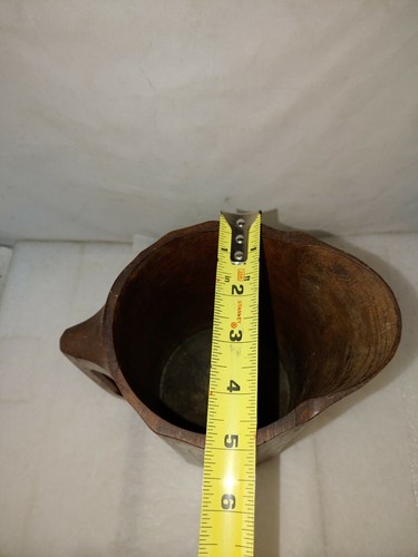 RARE 19TH CENTURY PRIMITIVE WOODEN 8 1/2" NOGGIN PITCHER ANTIQUE - Picture 8 of 8