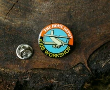 The Home Depot Kids Workshop Wood Biplane Airplane Orange Enamel Pin Pinback