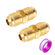 Breezliy 3/8" Male Flare x 3/8" Male Flare Connector Gas Adapter Union Brass ...
