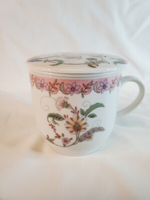 Giftcraft Floral Tea Mug With Infuser And Lid Japan Vintage L6T5H7
