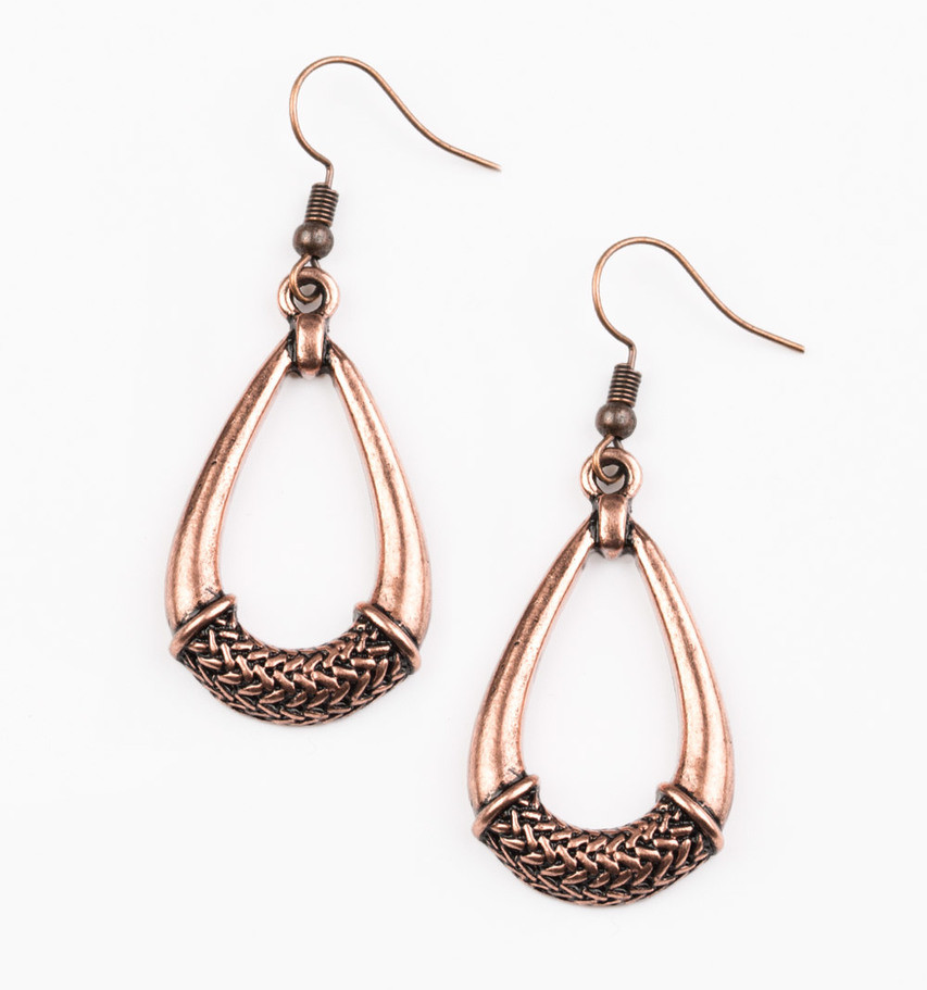 Paparazzi Trending Texture Copper Earrings New