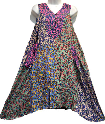 Nwt SACRED THREADS funky patch gypsy bohemian rayon sharkbite DRESS TUNIC M