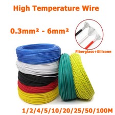 0.3mm -6mm High Temperature Silicone Fibreglass Cable Braided Wire Parts 250