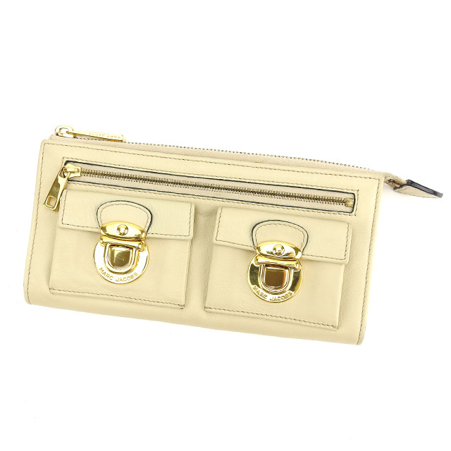 Marc Jacobs Wallet Purse Long Wallet Beige Gold Woman