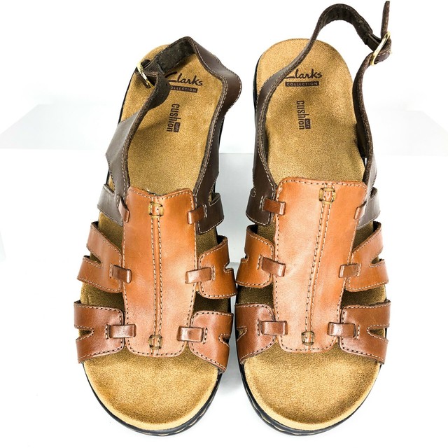 Clarks Collection Size 10 Brown Leather Soft Cushion Sandals | eBay