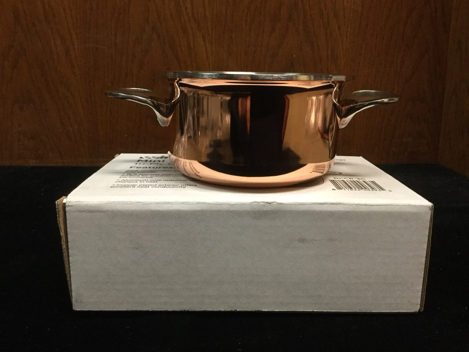 Winco Try-Ply Mini 3.75" Copper Plated Casserole 15oz