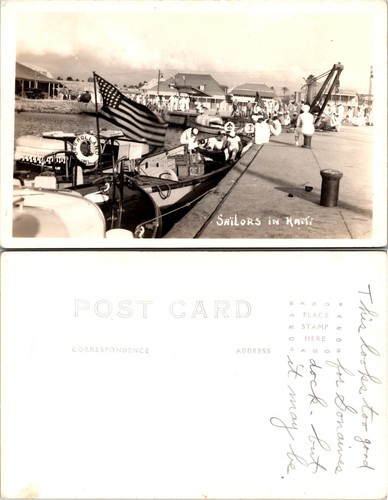 RPPC Haiti Sailors Docked at Port Real Postcard