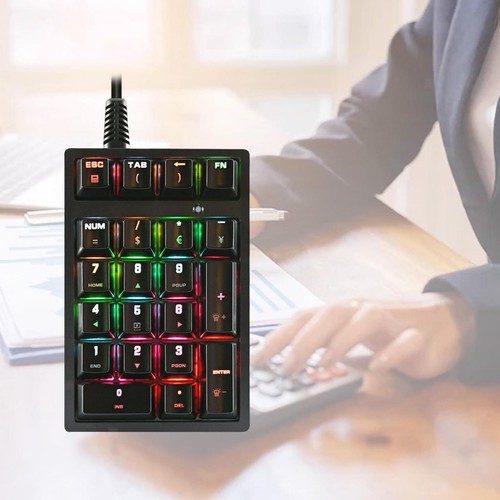 Portable K21 Mini Mechanical Numeric Keypad 21 Key RGB Backlight USB Wired