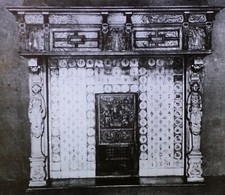 17th c. Dutch Woodwork Oak Fireplace Mantle , Magic Lantern Glass Slide