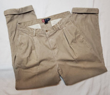 Chaps Ralph Lauren Men's Pants 34x30 Brown Corduroy Cotton Cuffed Hem Pleats