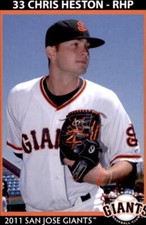 2011 San Jose Giants Grandstand #21 Chris Heston Palm Bay Florida Baseball Card