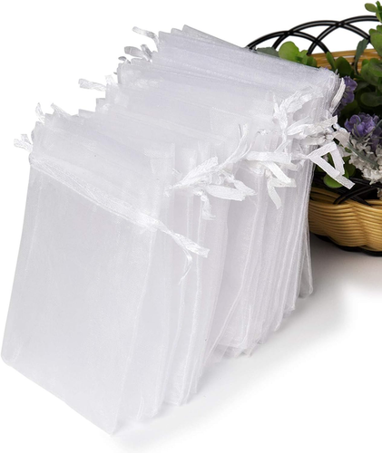 White Sheer Organza Gift Bags, 4X4.72 Pouches Candy Jewelry Wedding Party Favor