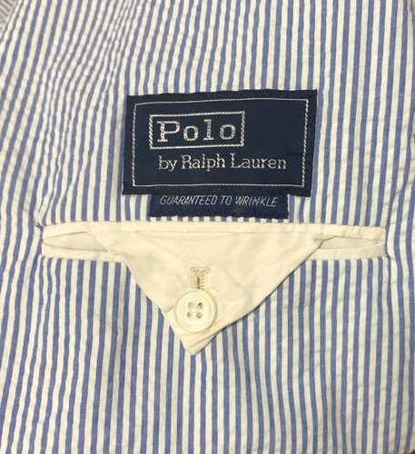 CHAQUETA ABRIGO DEPORTIVO RALPH LAUREN DE COLECCIÓN POLO AZUL BLANCO SEERSUCKER RAYAS 3 BOTONES - Imagen 2 de 11