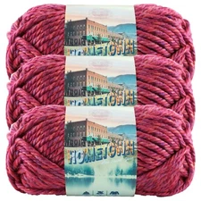 (3 Pack) Lion Brand Yarn 135-208M Hometown Bulky Yarn, Phoenix Azalea