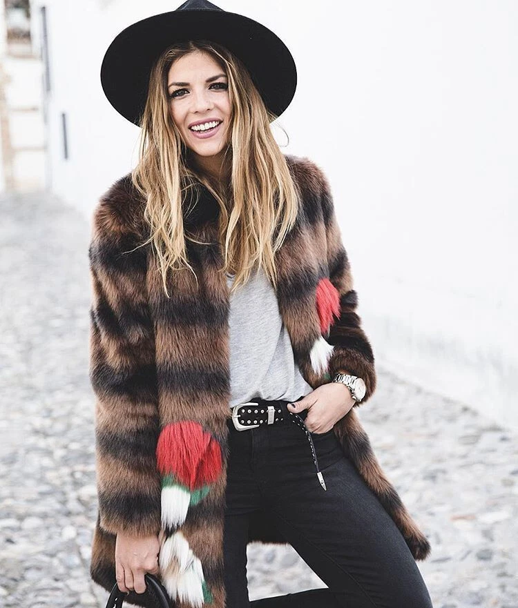Zara contrasting faux fur jacket sale