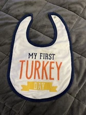 ✨Baby Bib “My First Turkey Day”, Thanksgiving, Holiday, EUC, Snap Closure✨