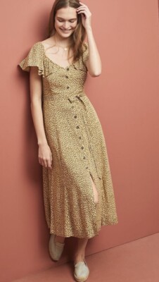 anthropologie cream dress Anthropologie BHLDN Remy Cowl-Neck Faux Wrap Satin