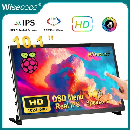 10.1" Portable Monitor LCD Touch Screen Display HD 1024x600 HDMI Raspberry Pi 5