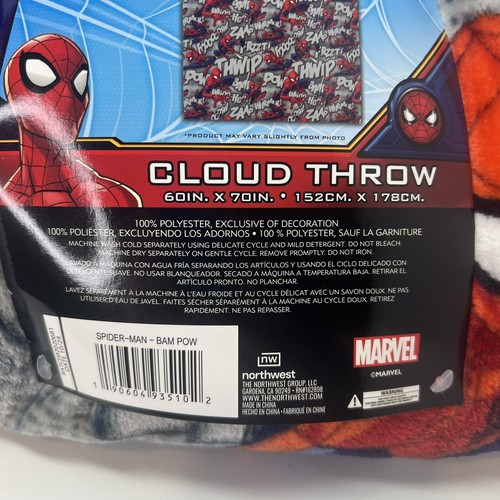 MARVEL Spider-Man Cloud Throw Blanket 60”x 70” Bam POW Super Soft Fleece Cover - Picture 4 of 5