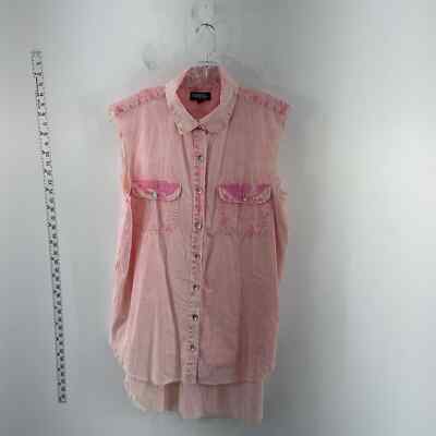 NWT Thrill Women's Pink Sleeveless Button-Up Top - 2XL