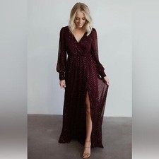 NWT Sparkle Wrap Maxi Dress in Mulberry Color, Size Medium